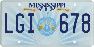 MS license plate LGI678