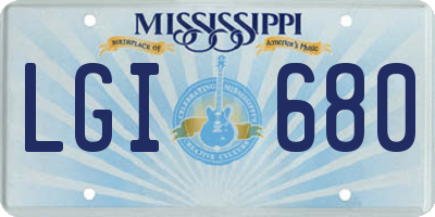 MS license plate LGI680