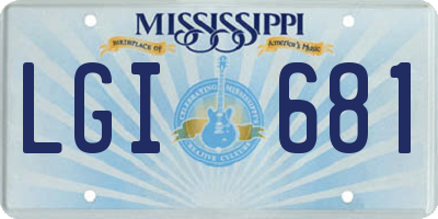 MS license plate LGI681