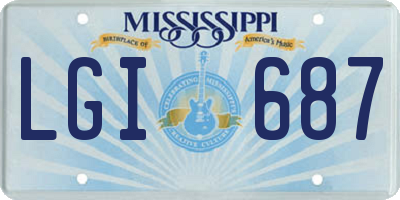 MS license plate LGI687