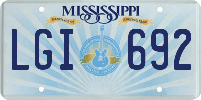 MS license plate LGI692