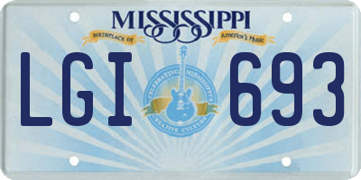 MS license plate LGI693