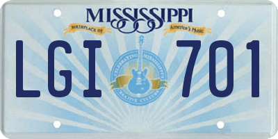 MS license plate LGI701
