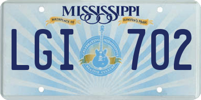 MS license plate LGI702