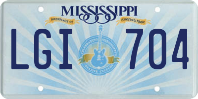MS license plate LGI704