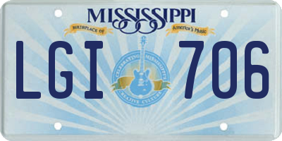 MS license plate LGI706