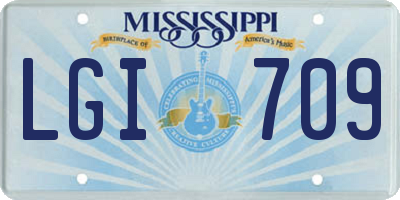 MS license plate LGI709