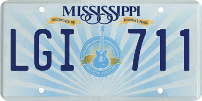 MS license plate LGI711
