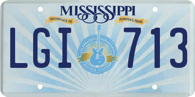 MS license plate LGI713