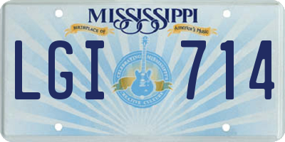 MS license plate LGI714
