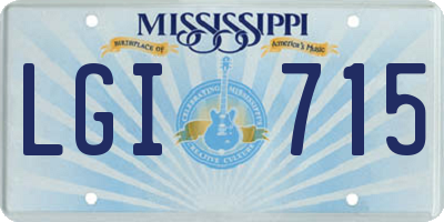 MS license plate LGI715