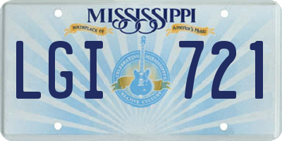 MS license plate LGI721