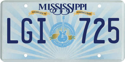 MS license plate LGI725