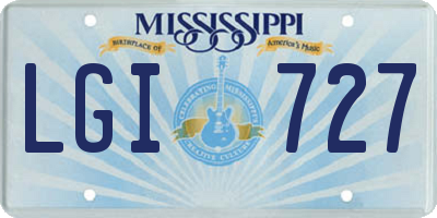 MS license plate LGI727