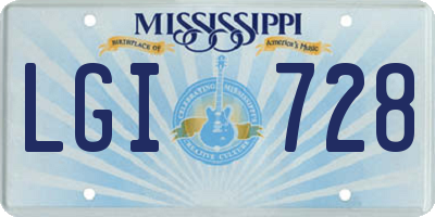 MS license plate LGI728