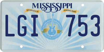 MS license plate LGI753