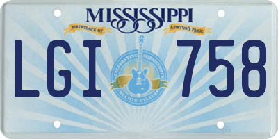 MS license plate LGI758