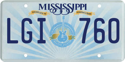 MS license plate LGI760