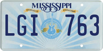 MS license plate LGI763