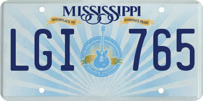 MS license plate LGI765