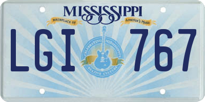 MS license plate LGI767