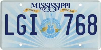 MS license plate LGI768