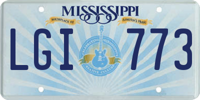 MS license plate LGI773