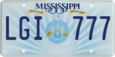 MS license plate LGI777