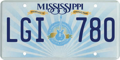 MS license plate LGI780