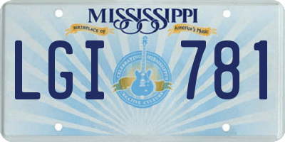 MS license plate LGI781