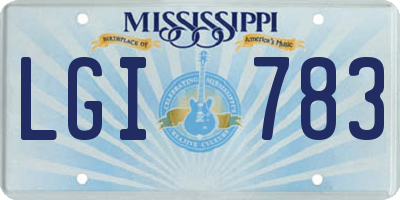 MS license plate LGI783