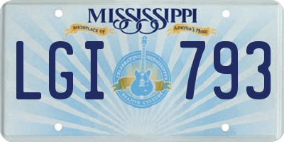 MS license plate LGI793