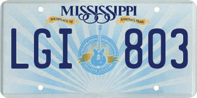 MS license plate LGI803
