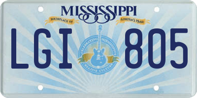 MS license plate LGI805