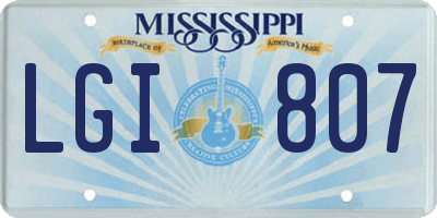 MS license plate LGI807