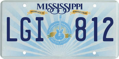 MS license plate LGI812