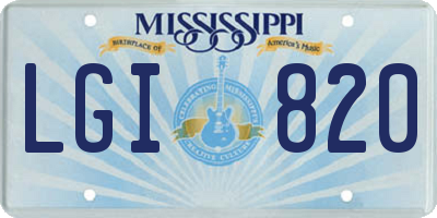 MS license plate LGI820