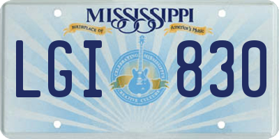 MS license plate LGI830