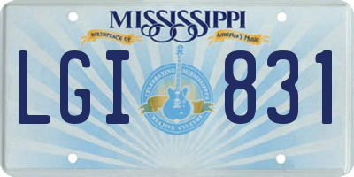 MS license plate LGI831