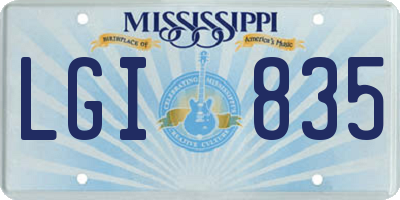 MS license plate LGI835