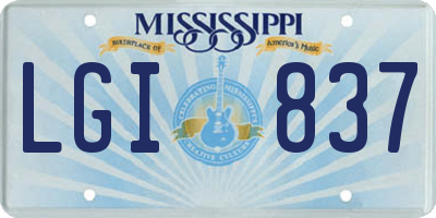 MS license plate LGI837