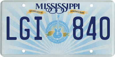 MS license plate LGI840