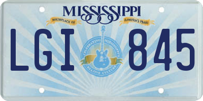 MS license plate LGI845