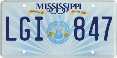 MS license plate LGI847