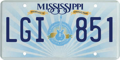 MS license plate LGI851