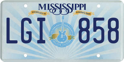 MS license plate LGI858