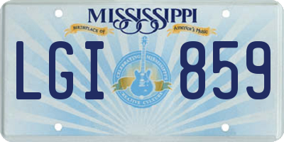 MS license plate LGI859