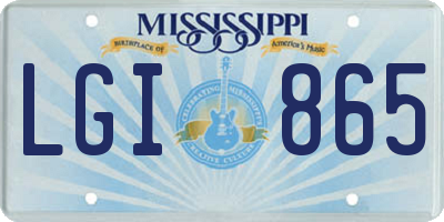 MS license plate LGI865