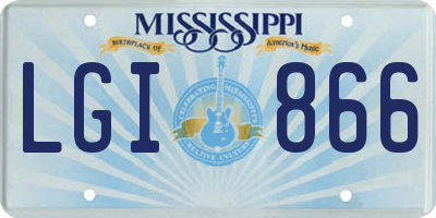 MS license plate LGI866