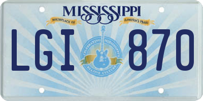 MS license plate LGI870
